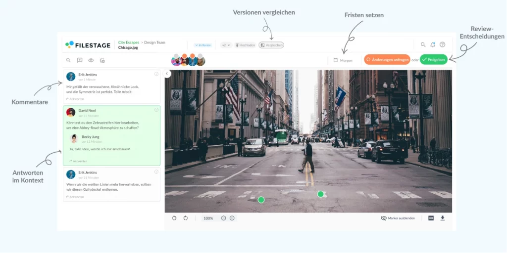 Filestage - Zusammenarbeit an einer Datei